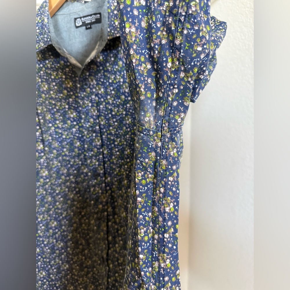 Sahara Club Casual Button Down Short Sleeve Shirt Navy Florals Size Men’s Large - Picture 6 of 11
